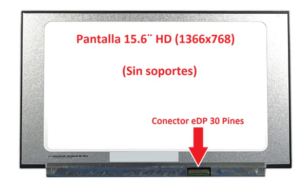 Pantalla LED Slim 15.6" HD 30 Pines Sin Marco para Laptop